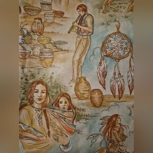 Native American fabric  44x75 horse tribe Cranston fabrics